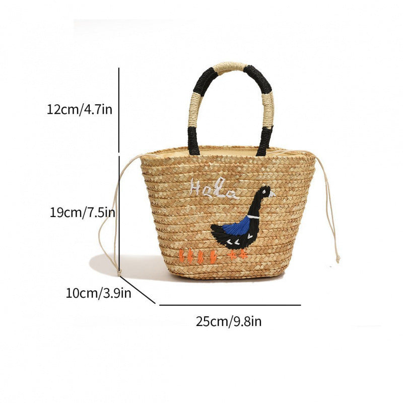 Women's Hand-woven Vegetable Basket Shoulder Tote Bag Buyfinity