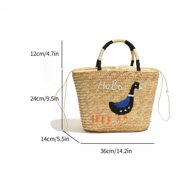 Women's Hand-woven Vegetable Basket Shoulder Tote Bag Buyfinity