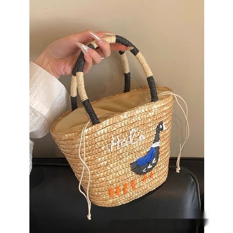 Women's Hand-woven Vegetable Basket Shoulder Tote Bag Buyfinity