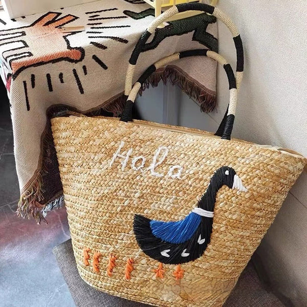 Women's Hand-woven Vegetable Basket Shoulder Tote Bag Buyfinity
