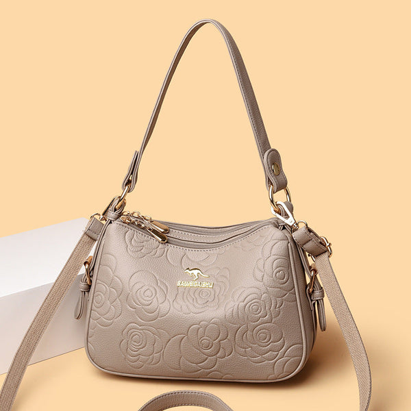 Soft Leather Textured Ethnic Style Simple Versatile Large Capacity Shoulder Messenger Bag - Buyfinity