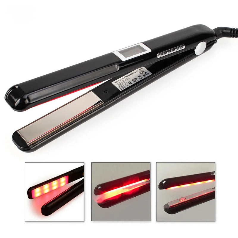 Hair Straightener Ultrasonic Infrared Cold Hair Care Iron Keratin Treatment for Frizzy Hair Recovers the Damaged Hair Flat Irons Buyfinity