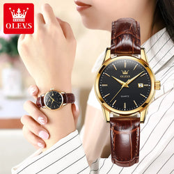 OLEVS Watch for Women Top Brand Luxury Women Quartz Wristwatches Breathable Leather Strap Waterproof Business Casual Women Watch Buyfinity