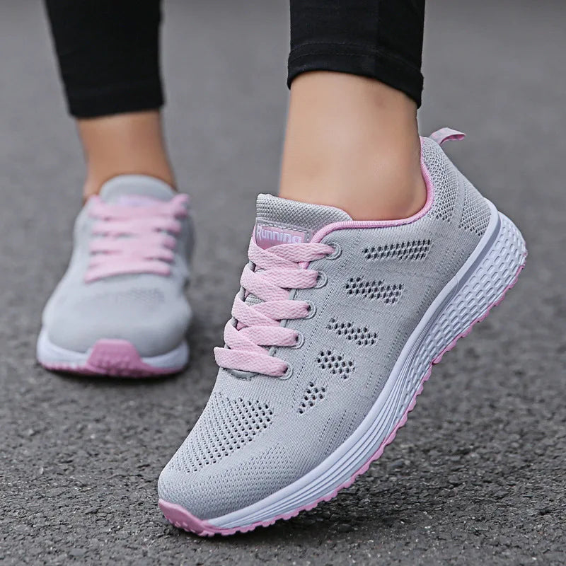 Women Casual Shoes Fashion Breathable Walking Mesh Flat Shoes Sneakers Women 2021 Gym Vulcanized Shoes White Female Footwear Buyfinity