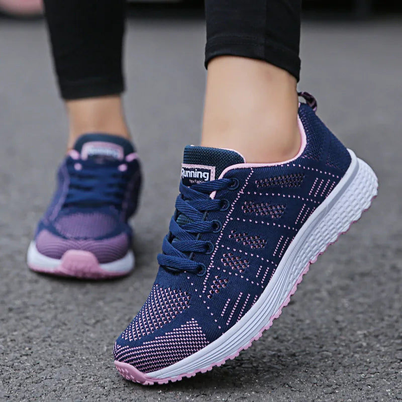 Women Casual Shoes Fashion Breathable Walking Mesh Flat Shoes Sneakers Women 2021 Gym Vulcanized Shoes White Female Footwear Buyfinity