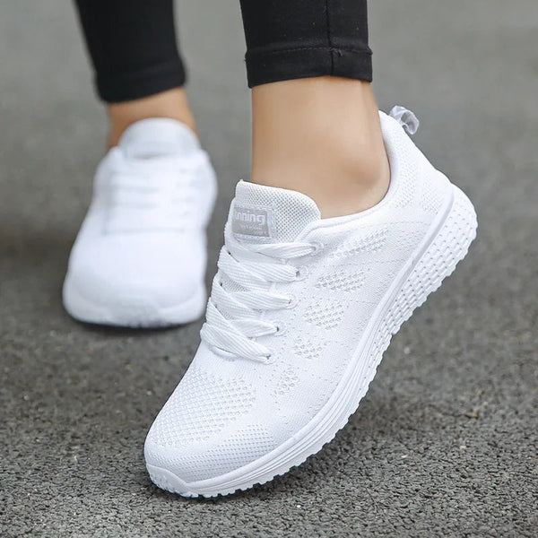 Women Casual Shoes Fashion Breathable Walking Mesh Flat Shoes Sneakers Women 2021 Gym Vulcanized Shoes White Female Footwear Buyfinity