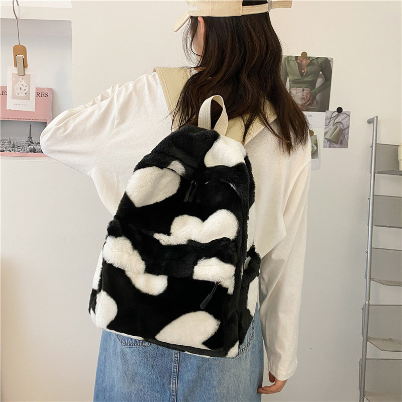 Internet Celebrity Autumn And Winter Furry Scarf Backpack Buyfinity