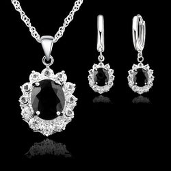Elegant Princess Wedding Engagement Necklace Earrings  Jewelry Sets 925 Sterling Silver Color Cubic Zirconia Crystal Gifts Buyfinity