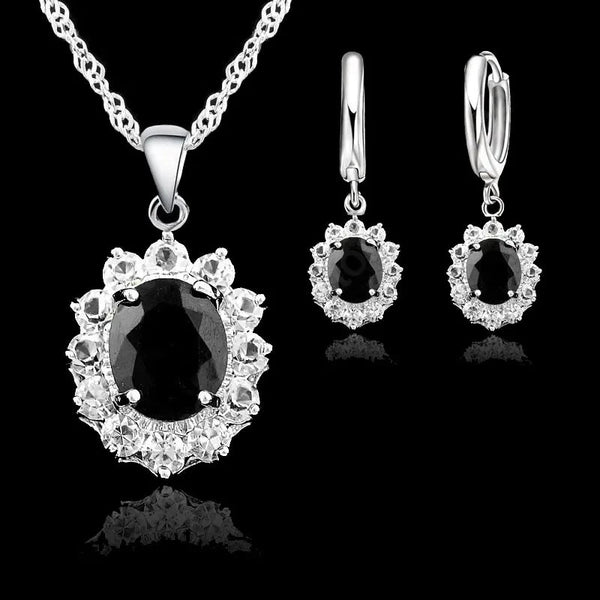 Elegant Princess Wedding Engagement Necklace Earrings  Jewelry Sets 925 Sterling Silver Color Cubic Zirconia Crystal Gifts Buyfinity