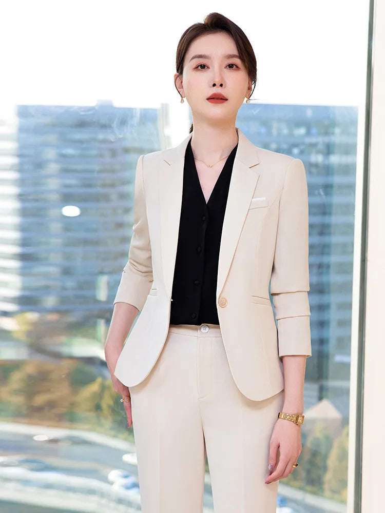 Novelty Wine Red Formal Women Business Suits with Skirt and Jackets Coat Ladies Office Professional Blazers Spring OL Styles Buyfinity