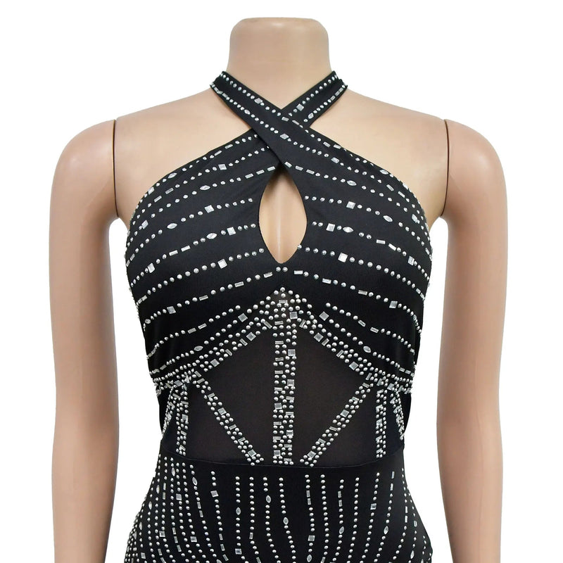 Sparkly Diamonds Elegant Dress Women For Wedding Party Cocktail Prom Dress Rhinestone Sheer Mesh Sexy Formal Evening Dresses Buyfinity
