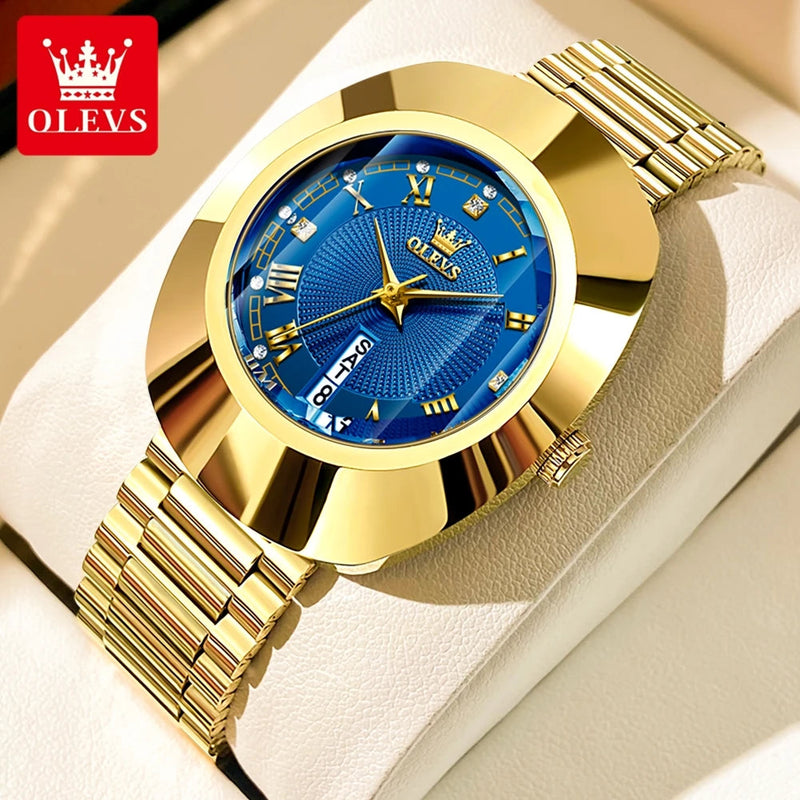 OLEVS Quartz Watch for Women Golden Tungsten steel Luxury Elegant Waterproof Calendar High Quality Watch Women's Wristwatches Buyfinity