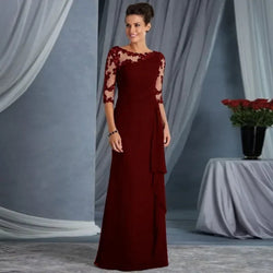 New Spring Summer Women's Clothing Long Lace See Through Round Neck Shirt with Half Sleeve Dress Wedding Dress Buyfinity
