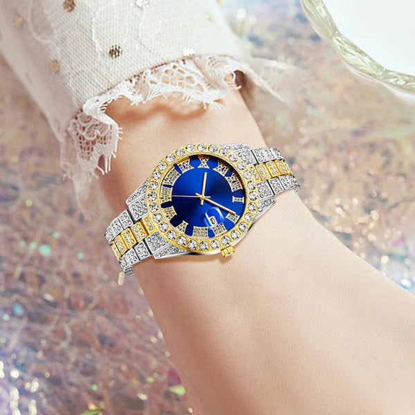3PC/Women's Fashion Watch Set Women's Luxury Diamond studded Steel Strap Quartz Watch with Necklace and Bracelet Set Buyfinity