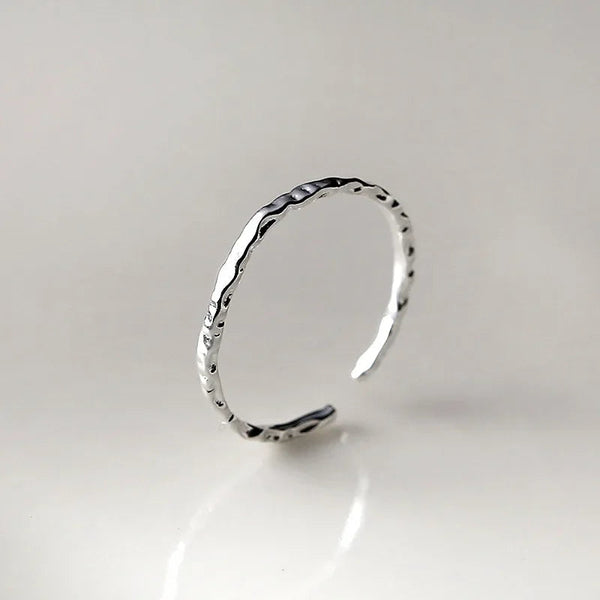 Real 925 Sterling Silver Minimalist Geometric Round Rings for Women Trendy Fine Jewelry Opening Irregular Accessories Buyfinity