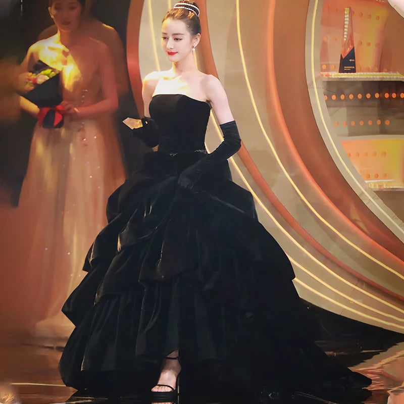 Hepburn style black skinny-looking bar mitzvah dress Buyfinity