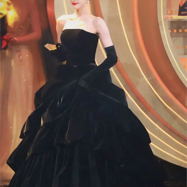 Hepburn style black skinny-looking bar mitzvah dress Buyfinity