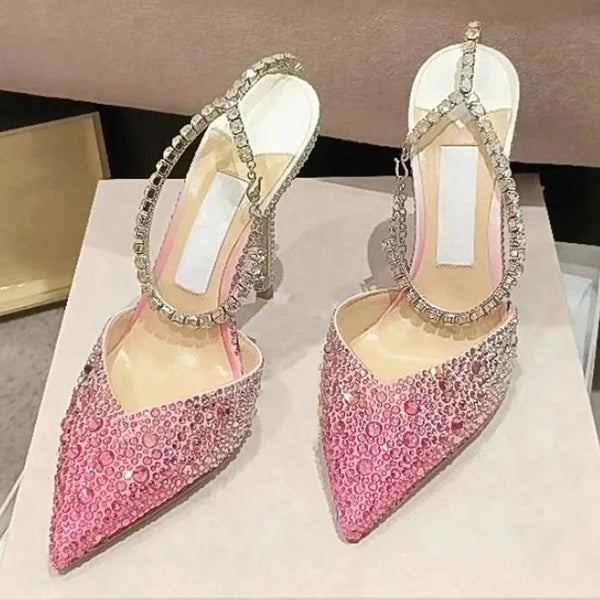 Eilyken Street Style Camouflage Crystal Buckle Strap Women Pumps Sexy Thin High Heels Pointed Toe Stripper Prom Shoes Buyfinity