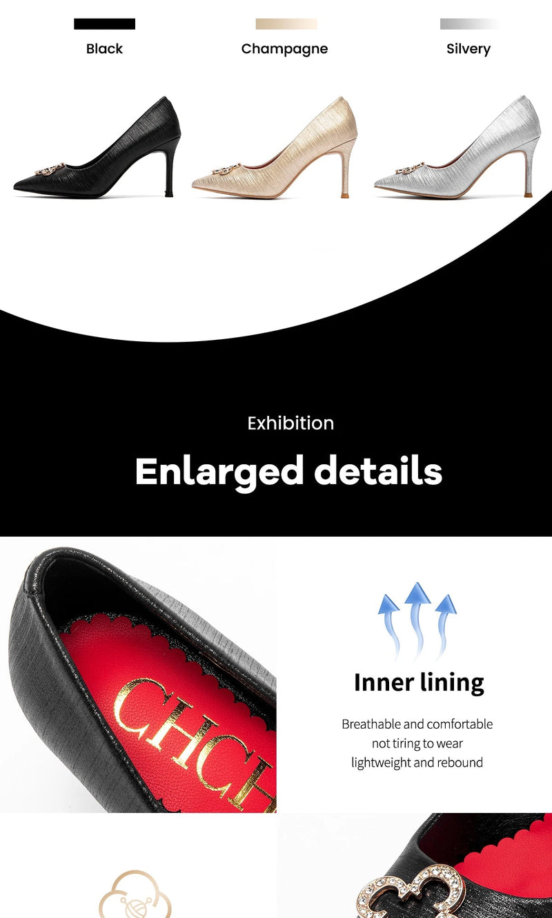 Heels CHCH Women's New High Quality Glitter Evening Shoes Women's Party Wedding Shoes 9cm Buyfinity