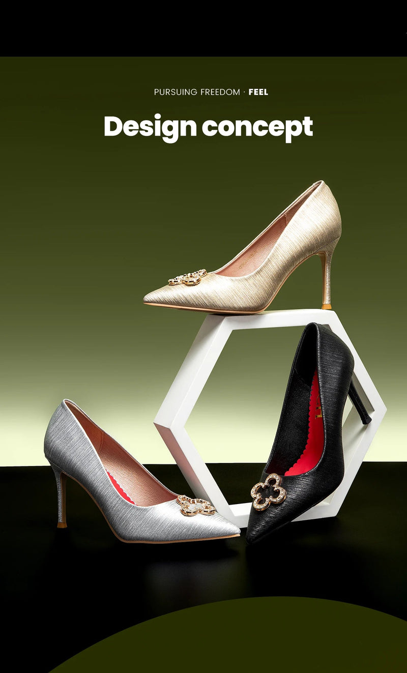 Heels CHCH Women's New High Quality Glitter Evening Shoes Women's Party Wedding Shoes 9cm Buyfinity
