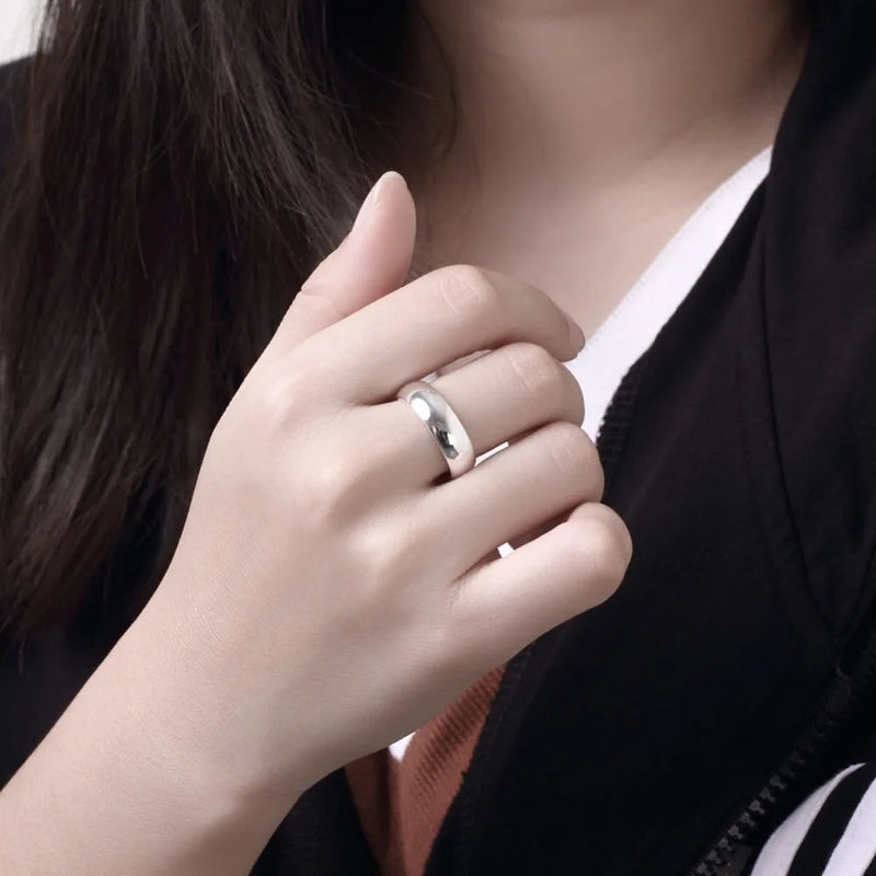 High Quality 925 Sterling Silver Rings Fashion Simple Round Circle Rings For Women Party Jewelry Size 5 6 7 8 9 10 Buyfinity