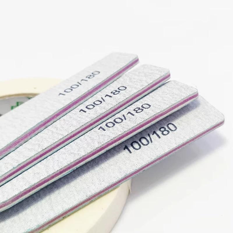 Nail File Buffer 100/180 Grit Half Moon Nail Files Double Side Sandpaper Nail Sanding Grinding Gel Nail Polish Manicure Tool Buyfinity