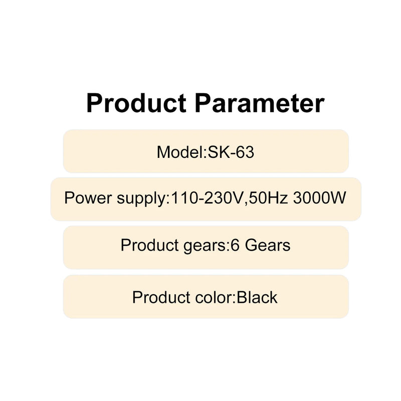 6-Level Professional Hair Dryer Salon Industrial Grade Quick Drying High Temperature Hair Styling Tool Barbecue for Home Buyfinity