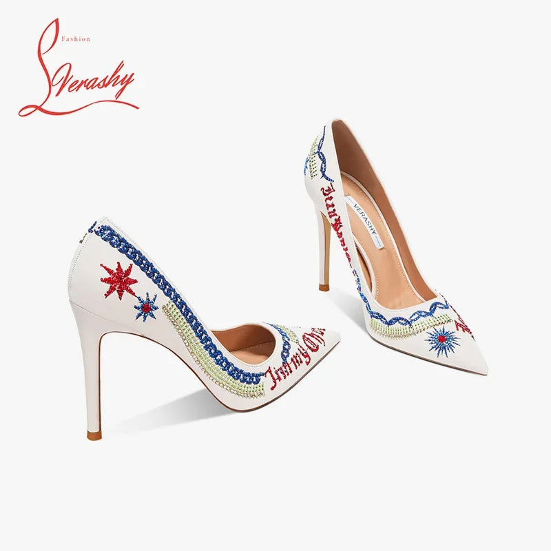 Embroidered high heels, women's new slim heel, niche design, mandarin duck shoes, rhinestone pointed dress, banquet single shoes Buyfinity