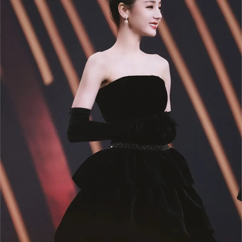 Hepburn style black skinny-looking bar mitzvah dress Buyfinity