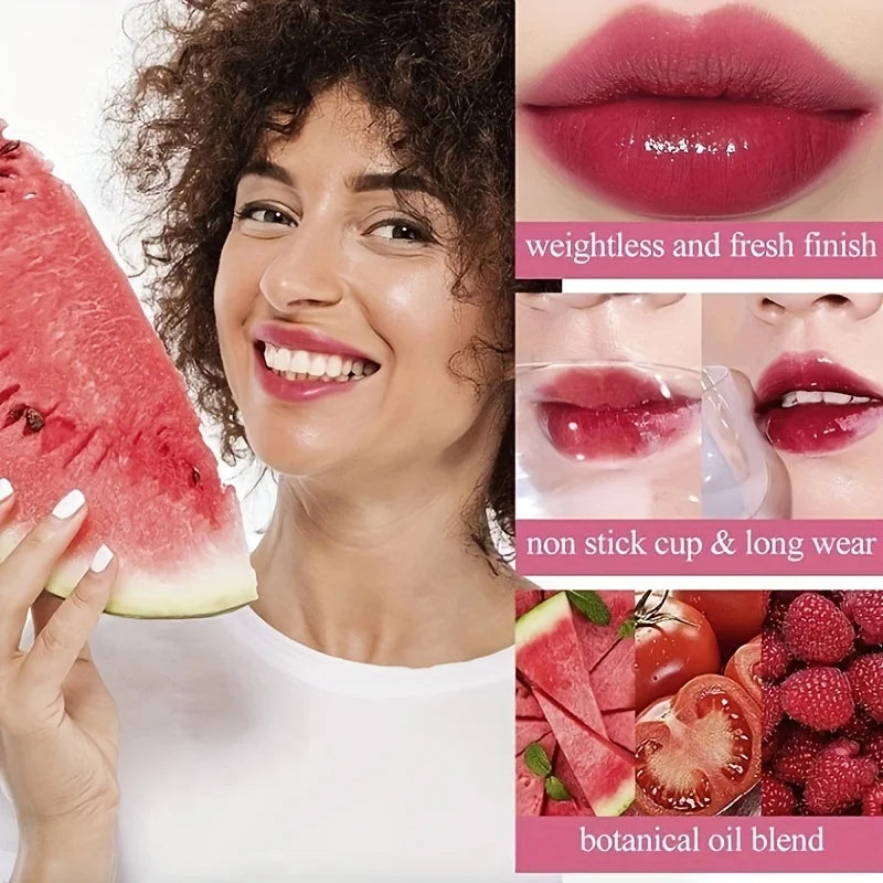 4 color Fruity Lip Tint Water Gloss Tint,Moisturizing Waterproof Liquid Lipstick, Non-Stick,High Pigment,Long-Lasting Colors Buyfinity