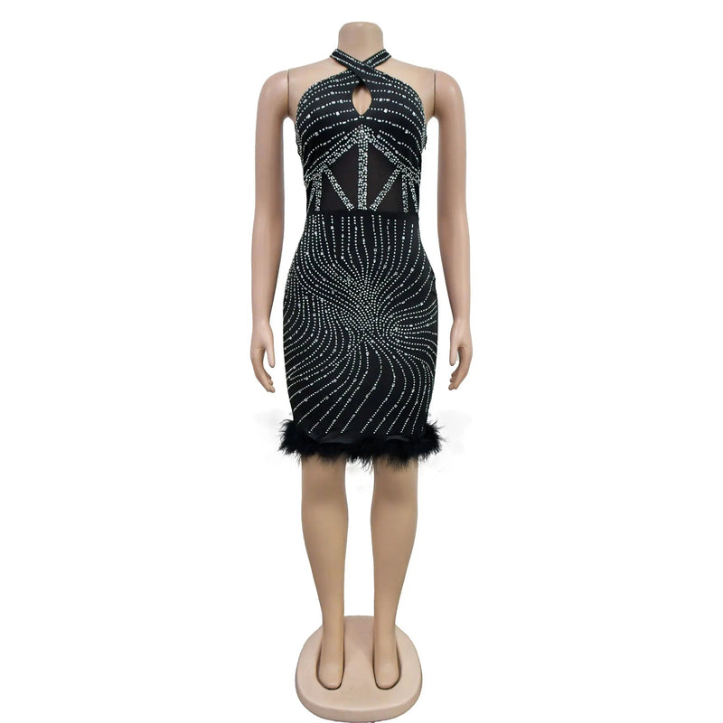 Sparkly Diamonds Elegant Dress Women For Wedding Party Cocktail Prom Dress Rhinestone Sheer Mesh Sexy Formal Evening Dresses Buyfinity