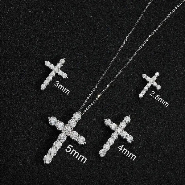 Full Moissanite Cross Pendant Original Sterg Sliver Chain Plated White Gold Fine Necklace For Women Jewelry Buyfinity