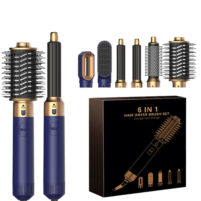 6 in 1 Hair Dryer Brush Detachable Airflow Comb Curler Straightening Brush Heat Control Styler for Smooth Hair Buyfinity