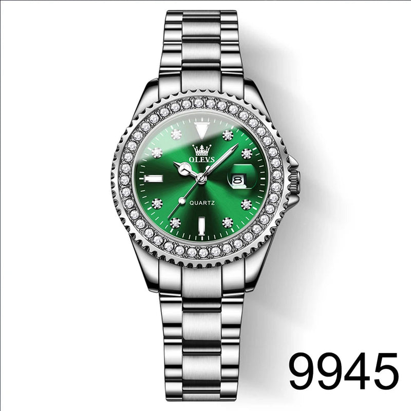 OLEVS Original Diamond Dial Quartz Watch for Women Fashion Elegant Ladies Watches Stainless Steel Waterproof Women's Wristwatch Buyfinity