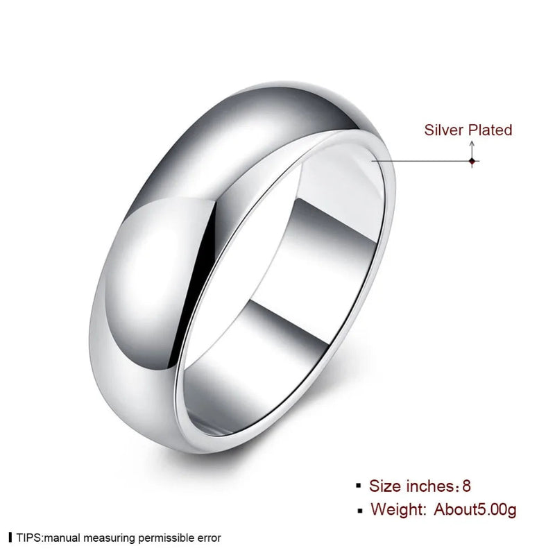 High Quality 925 Sterling Silver Rings Fashion Simple Round Circle Rings For Women Party Jewelry Size 5 6 7 8 9 10 Buyfinity
