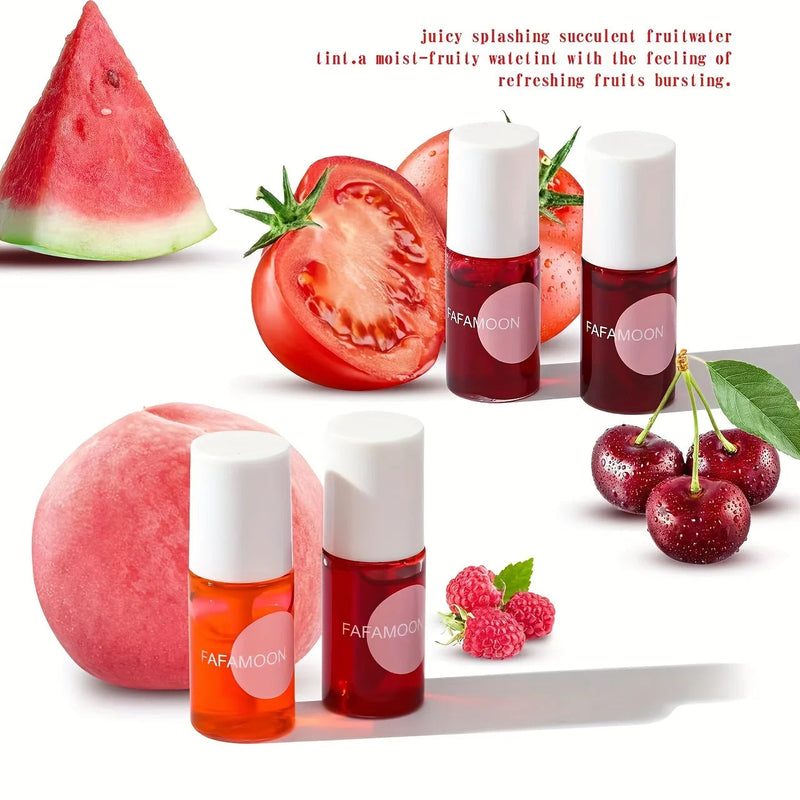 4 color Fruity Lip Tint Water Gloss Tint,Moisturizing Waterproof Liquid Lipstick, Non-Stick,High Pigment,Long-Lasting Colors Buyfinity