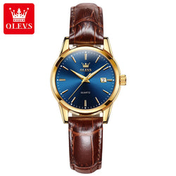 OLEVS Watch for Women Top Brand Luxury Women Quartz Wristwatches Breathable Leather Strap Waterproof Business Casual Women Watch Buyfinity