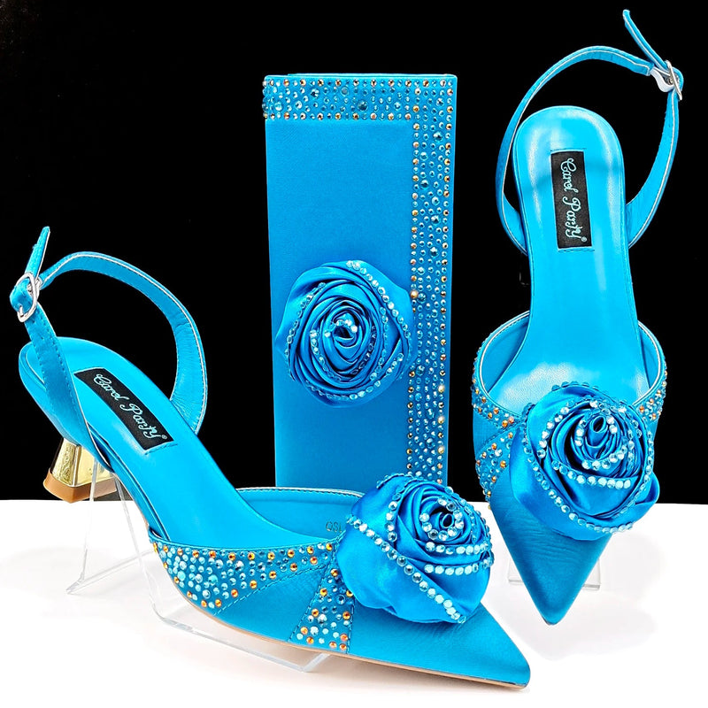 Fashionable Party Shoes and Bags Nigerian Women’s Party Suit Medium Heel Pointed Toe Women’s Shoes and Same Color Bags Buyfinity