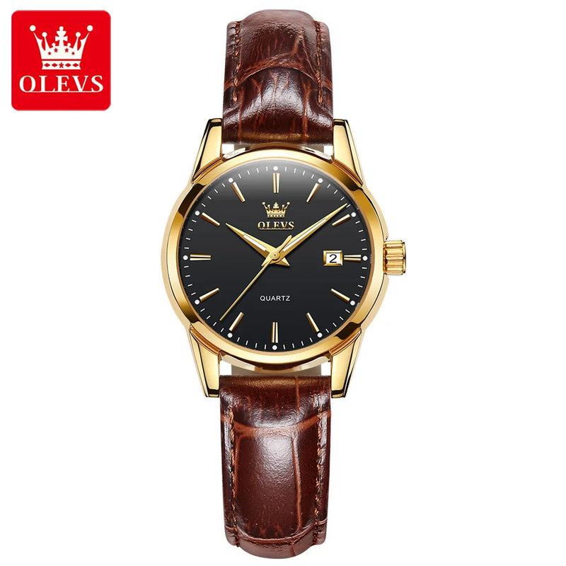 OLEVS Watch for Women Top Brand Luxury Women Quartz Wristwatches Breathable Leather Strap Waterproof Business Casual Women Watch Buyfinity