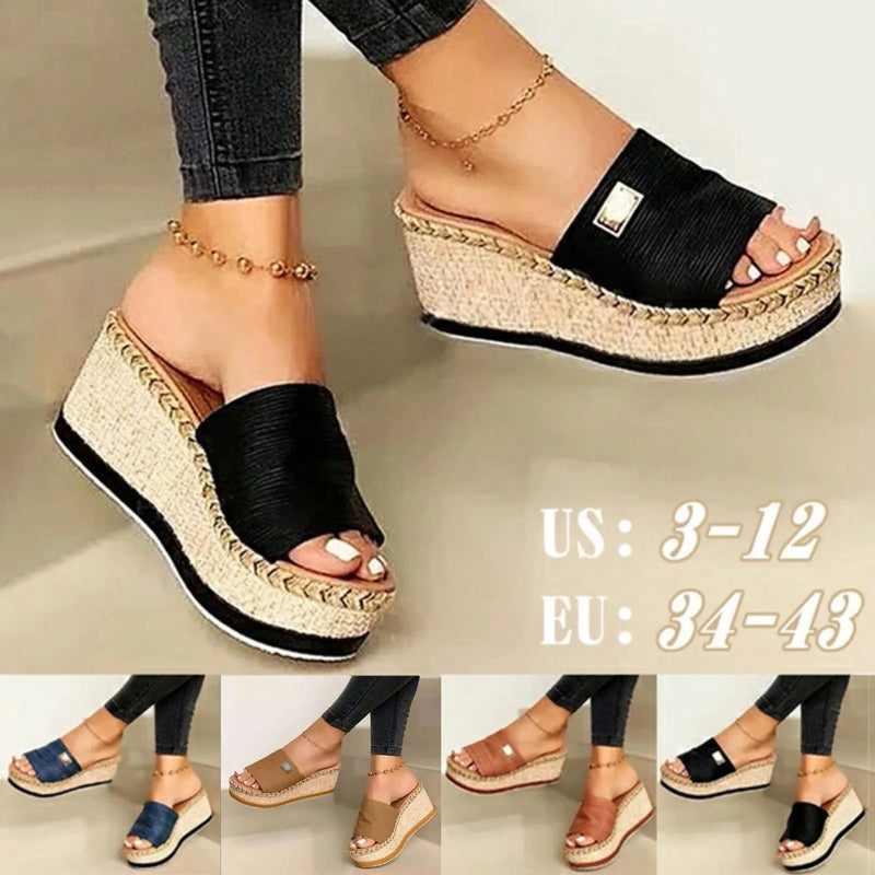 Sandals - Women'S Platform Sandals, Wedge Heel,  Straps, Summer Beach Fashion Sapatos Femininos босоножки летние Sandalias Buyfinity