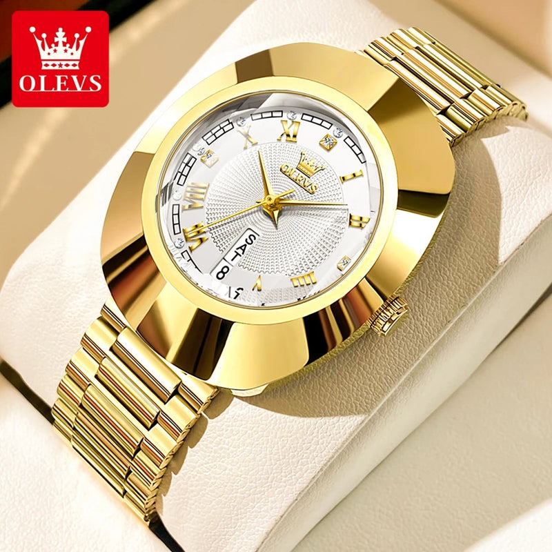 OLEVS Quartz Watch for Women Golden Tungsten steel Luxury Elegant Waterproof Calendar High Quality Watch Women's Wristwatches Buyfinity