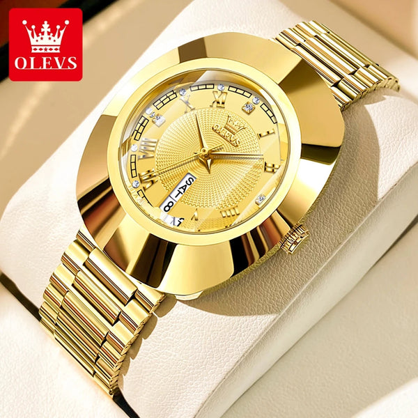 OLEVS Quartz Watch for Women Golden Tungsten steel Luxury Elegant Waterproof Calendar High Quality Watch Women's Wristwatches Buyfinity