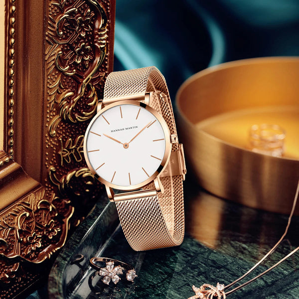 Top Brand Women Stainless Steel Mesh Belt Ultra-thin Rose Gold Dial Japanese Quartz Movement 36mm Minimalist Women Wrist Watches Buyfinity