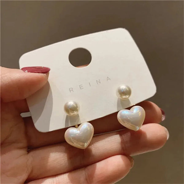 Trendy Vintage Heart Pearl Earring Women Classic White Stud Earrings Female Fashion Earrings Female Jewelry 2024 Gift Wholesale Buyfinity