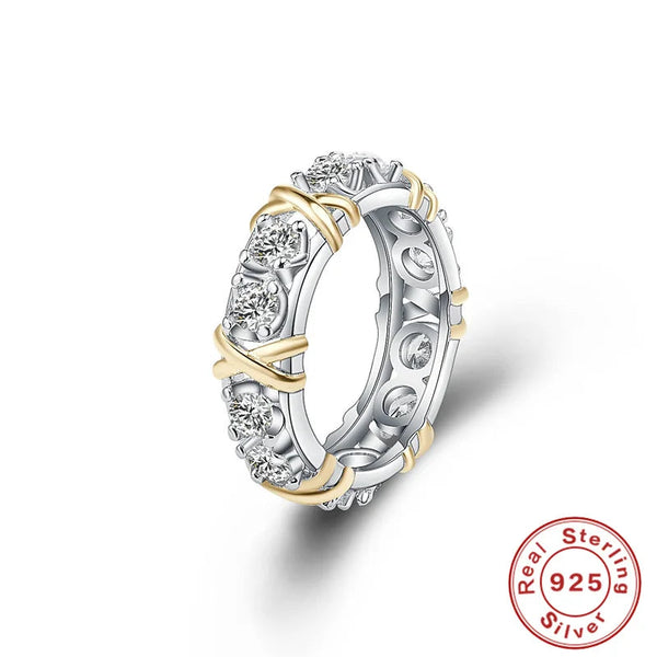 925 Sterling Silver Rings Gold Separation Inlaid Zircon Rings For Women Glamour Jewelry Engagement Wedding Gifts Buyfinity