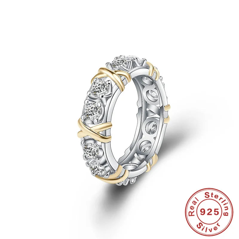 925 Sterling Silver Rings Gold Separation Inlaid Zircon Rings For Women Glamour Jewelry Engagement Wedding Gifts Buyfinity
