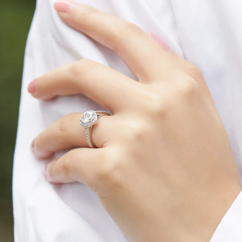 Store discount of $10 FIRERING 100% True Pink Heart Moissanite Rings 1-2ct GRA Certificate Ring Women Jewelry S925 Silver Buyfinity