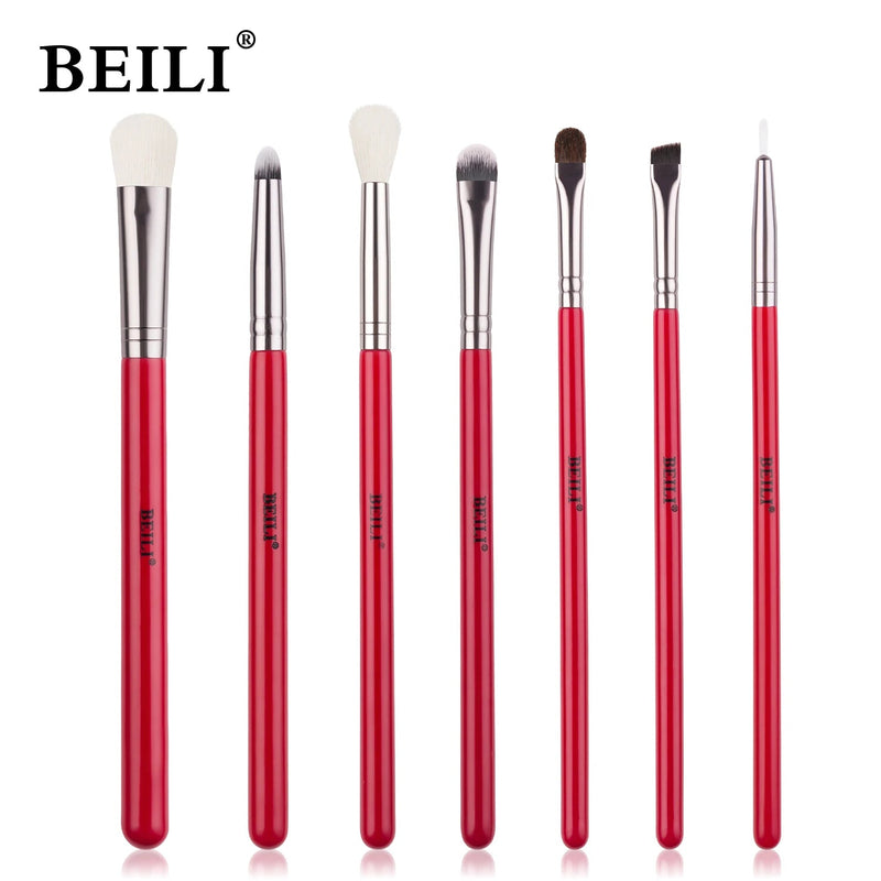 BEILI Red Eye Makeup Brushes Sets Professional Natural Hair Eyeshadow Foundation Powder Blush Eyeshadow Brush Kit Comestics Tool Buyfinity