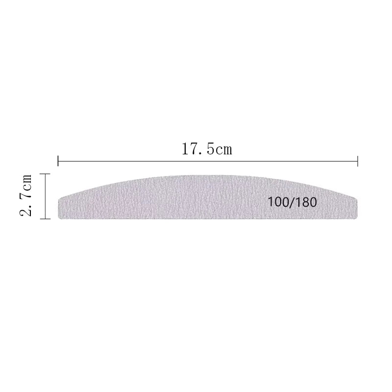 Nail File Buffer 100/180 Grit Half Moon Nail Files Double Side Sandpaper Nail Sanding Grinding Gel Nail Polish Manicure Tool Buyfinity