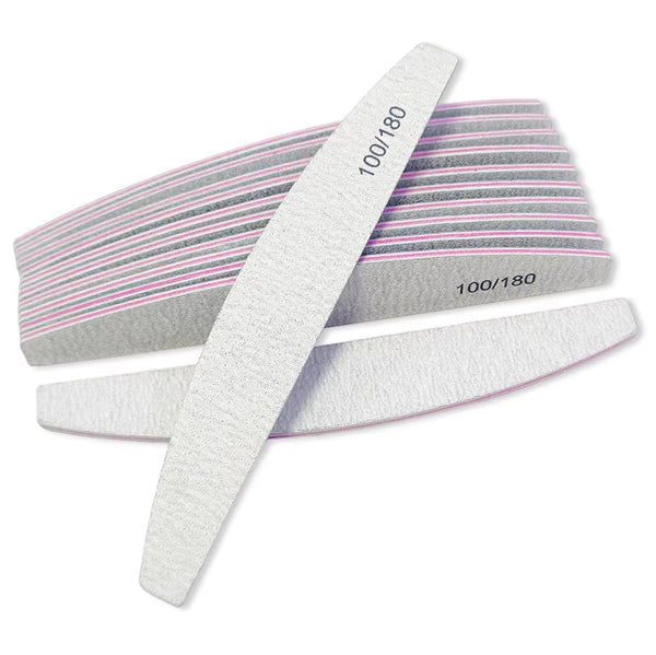 Nail File Buffer 100/180 Grit Half Moon Nail Files Double Side Sandpaper Nail Sanding Grinding Gel Nail Polish Manicure Tool Buyfinity